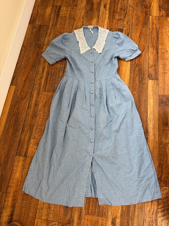 Laura Ashley Chambray Vintage Dress 8 - Picture 4 of 7